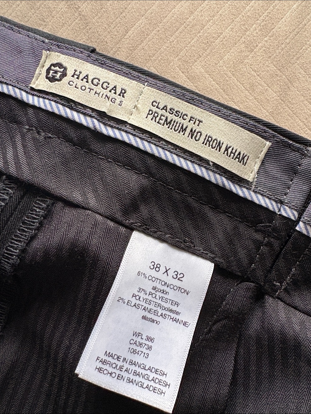 Haggar Black Dress Pants with Striped Waistband Accent